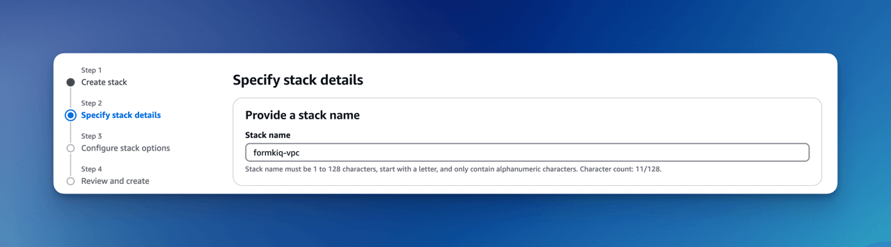 CloudFormation VPC Stack Name