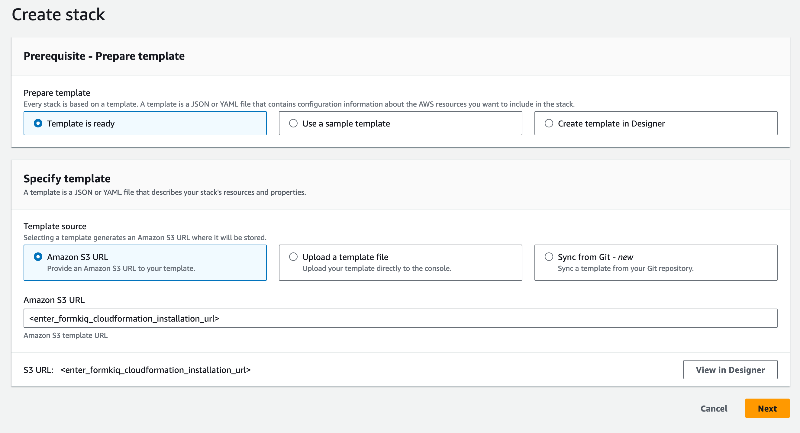 CloudFormation Create Stack