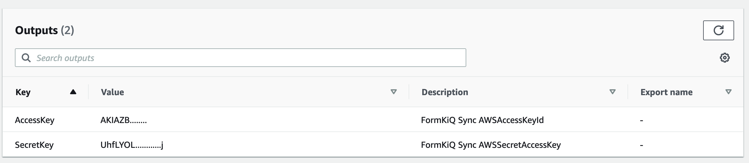 CloudFormation FileSync CLI Outputs