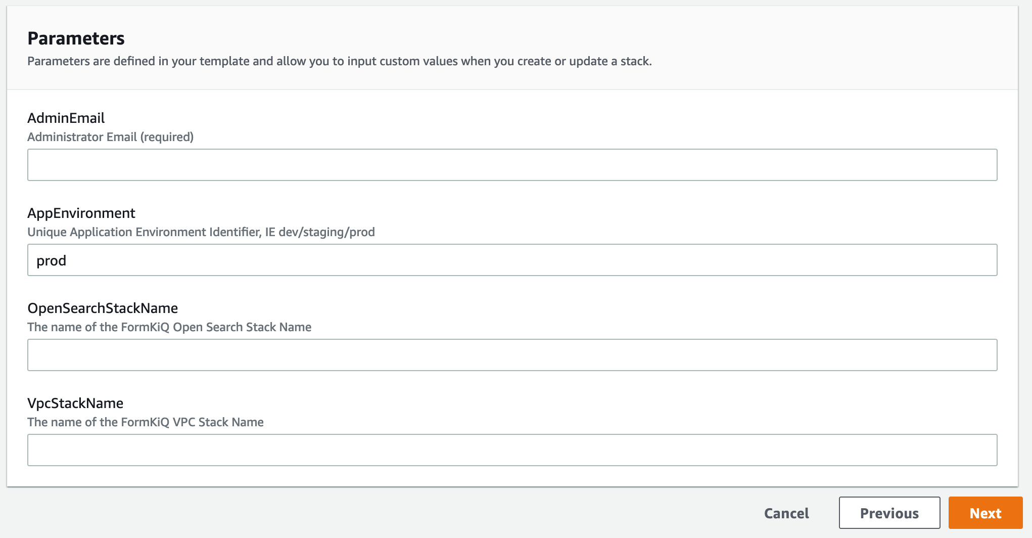 CloudFormation FormKiQ Update