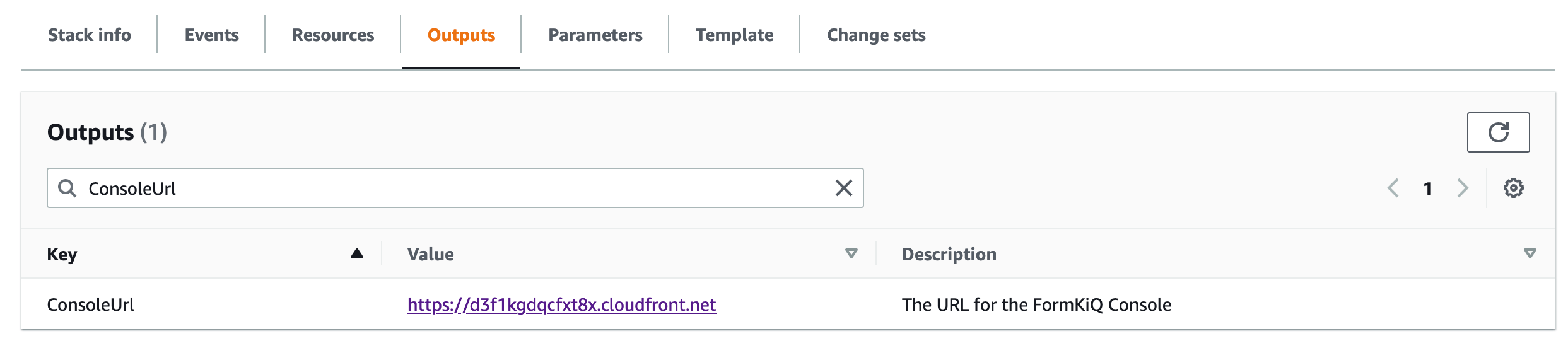 Console URL CloudFormation Output