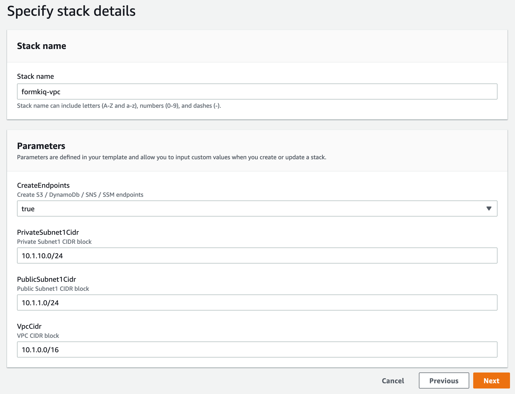CloudFormation VPC Configuration