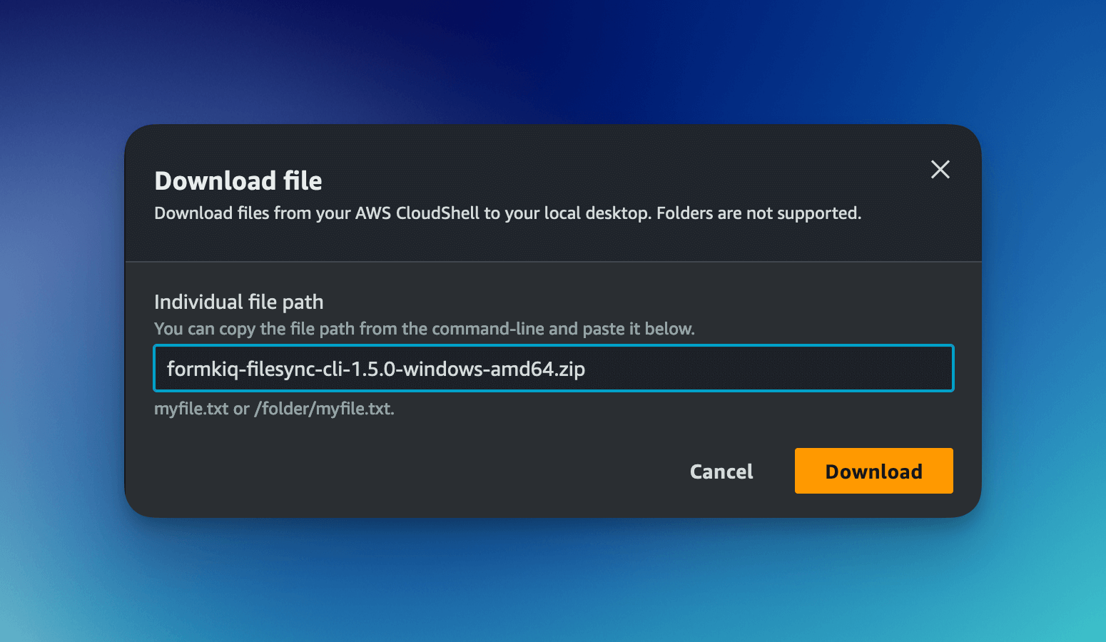 AWS CloudShell FormKiQ CLI Download