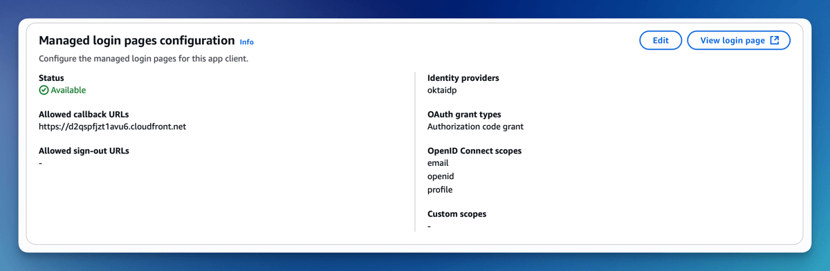 Cognito View Login page