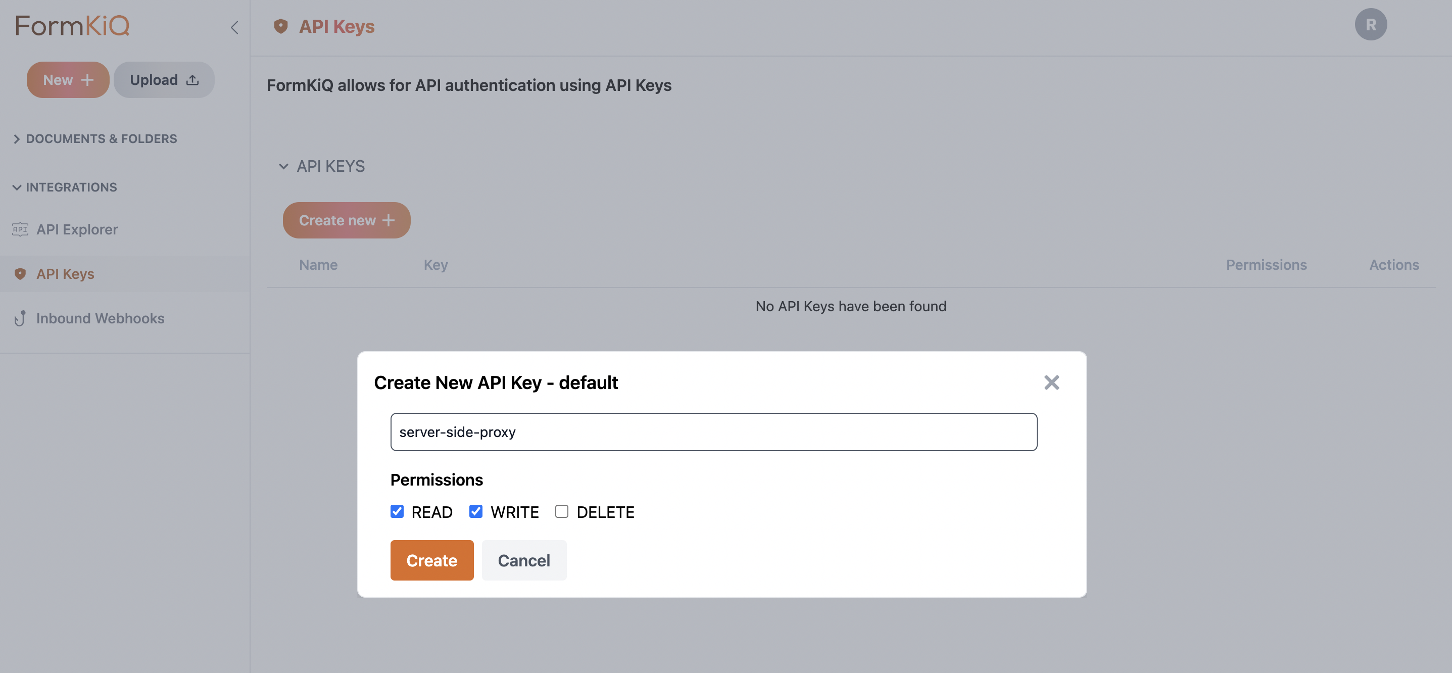 Create API Key
