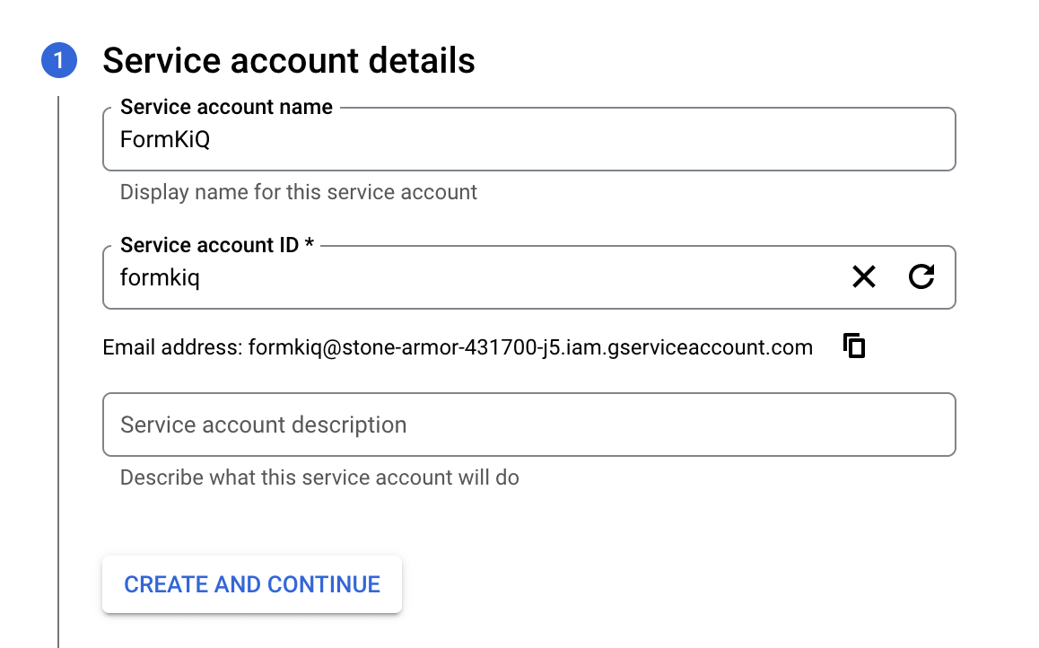 Service Account details