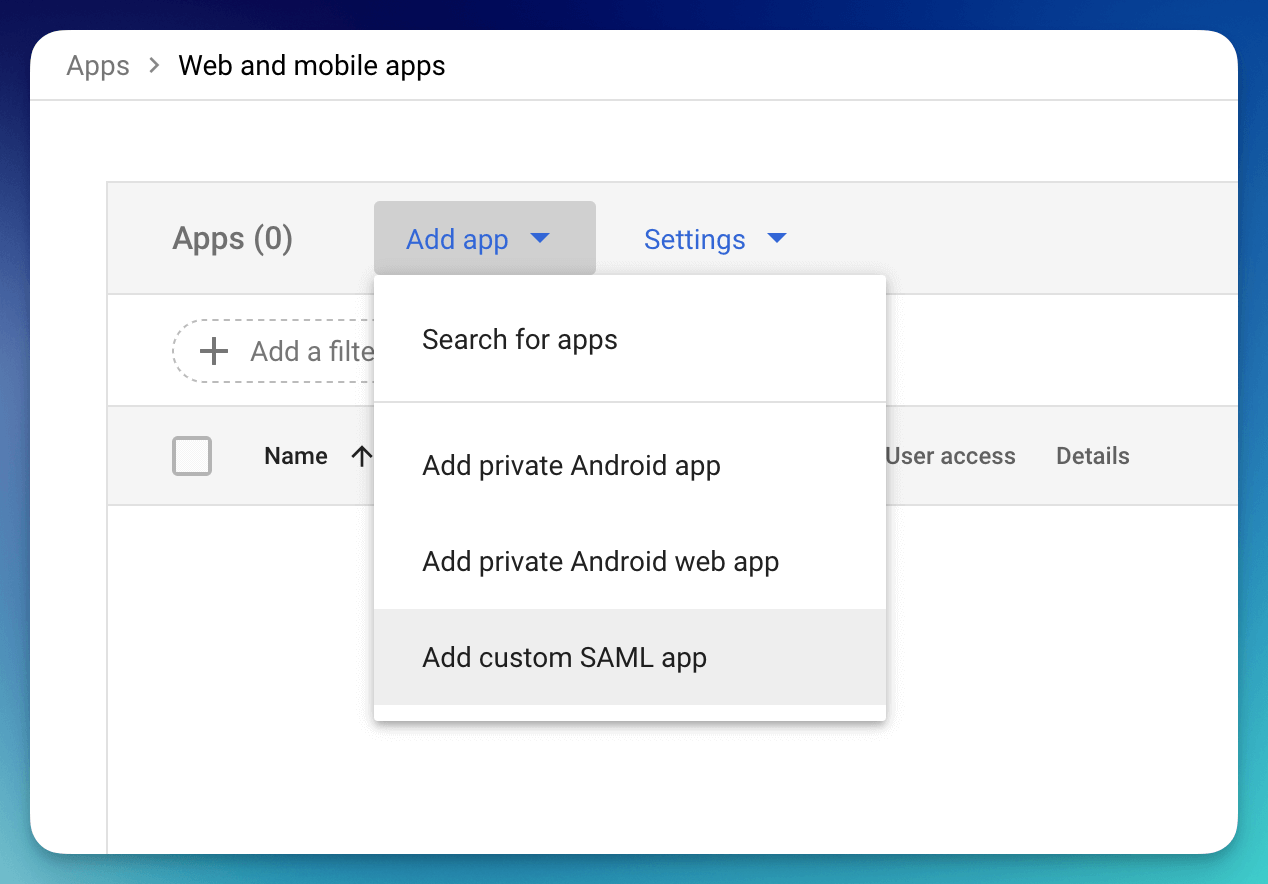 Add Saml App