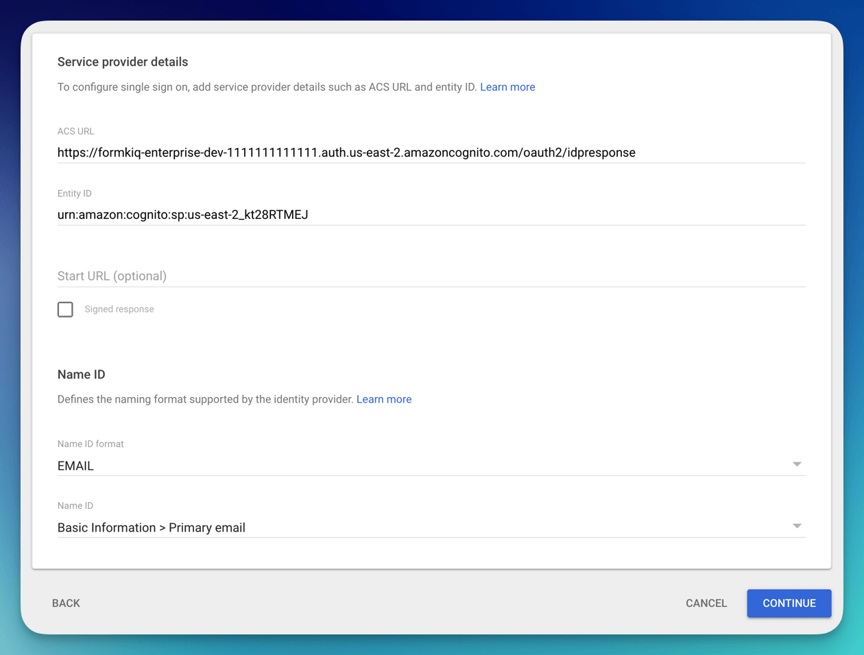 Saml Configuration