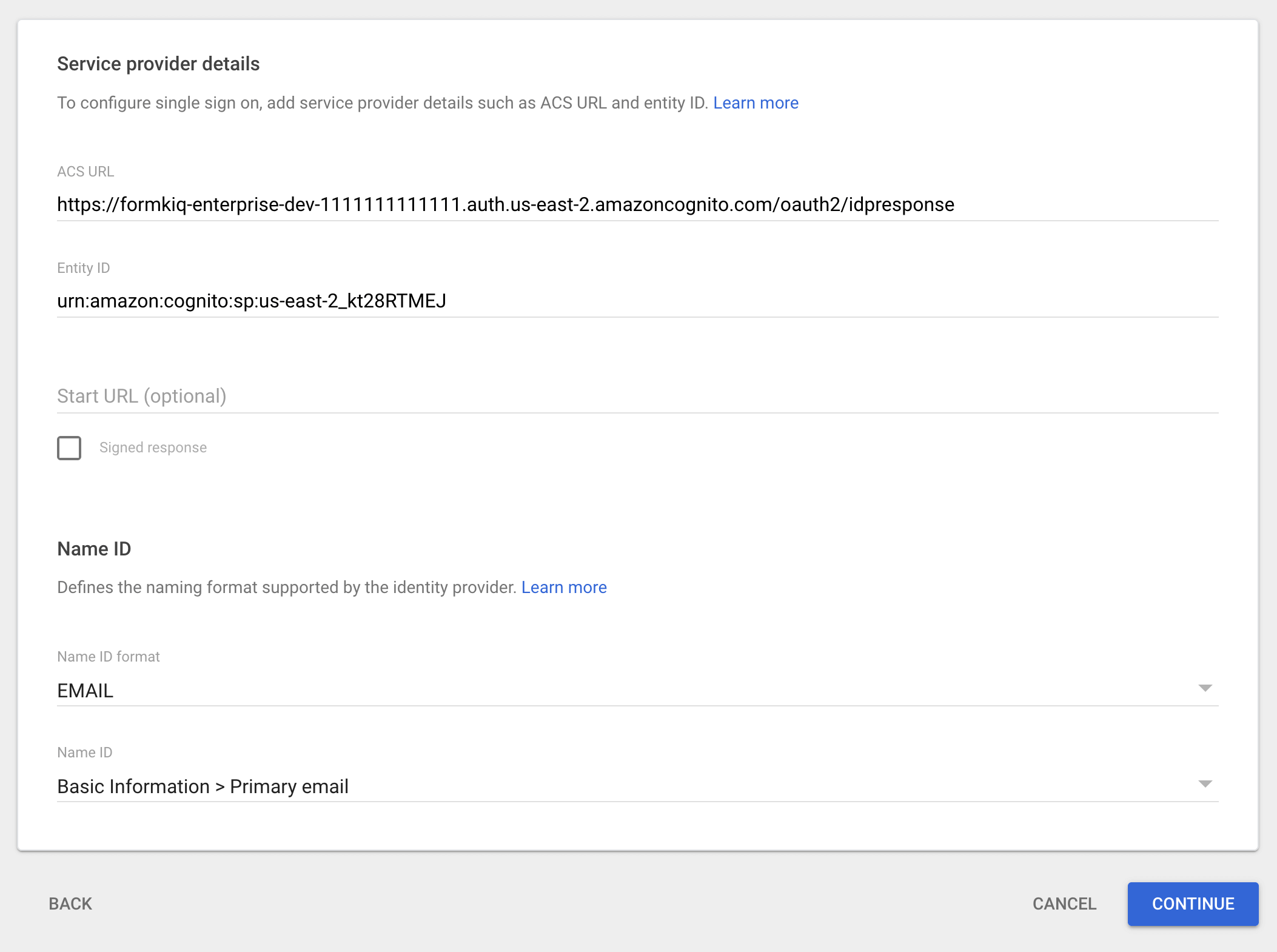 Saml Configuration