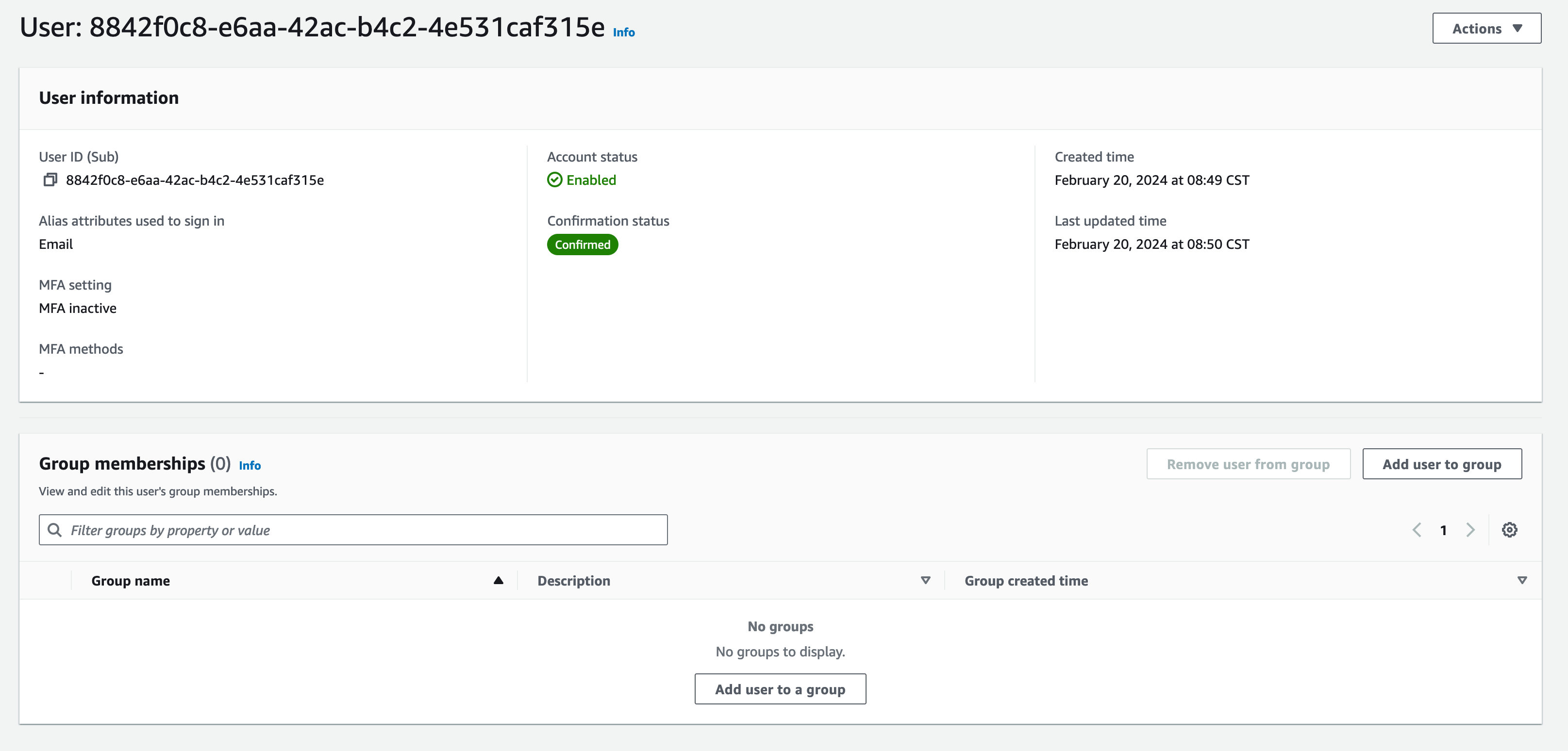 Cognito User Group Membership