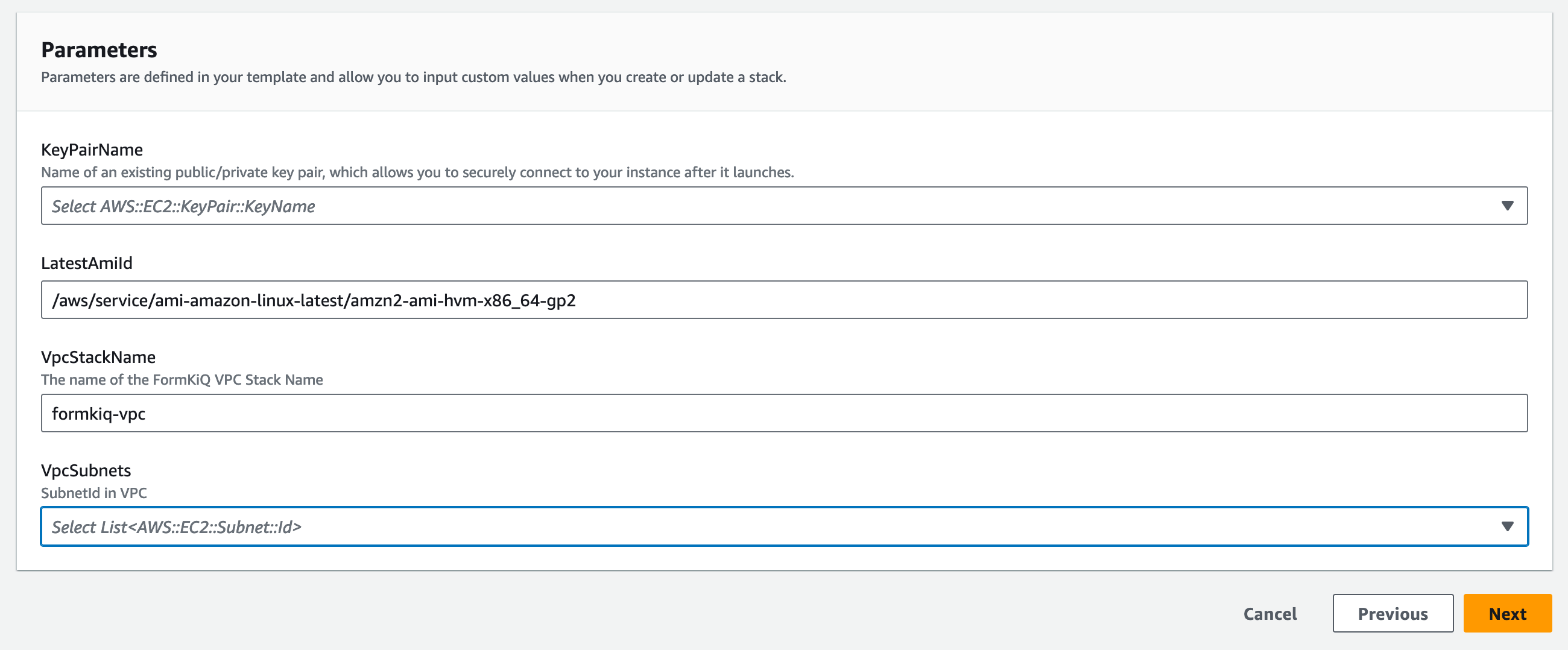 CloudFormation Bastion Parameters