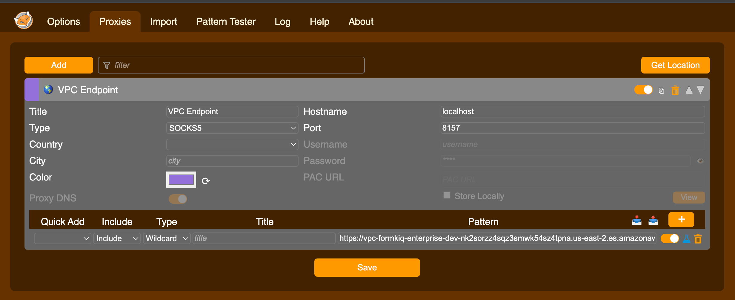 Chrome Store FoxyProxy configuration