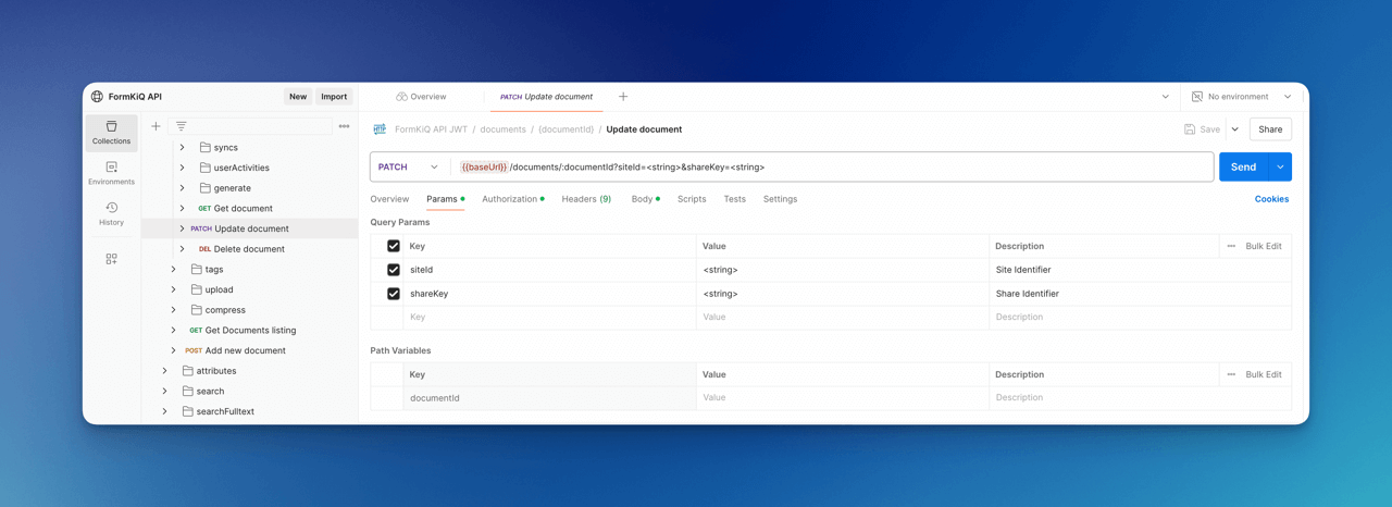 Postman Update Document