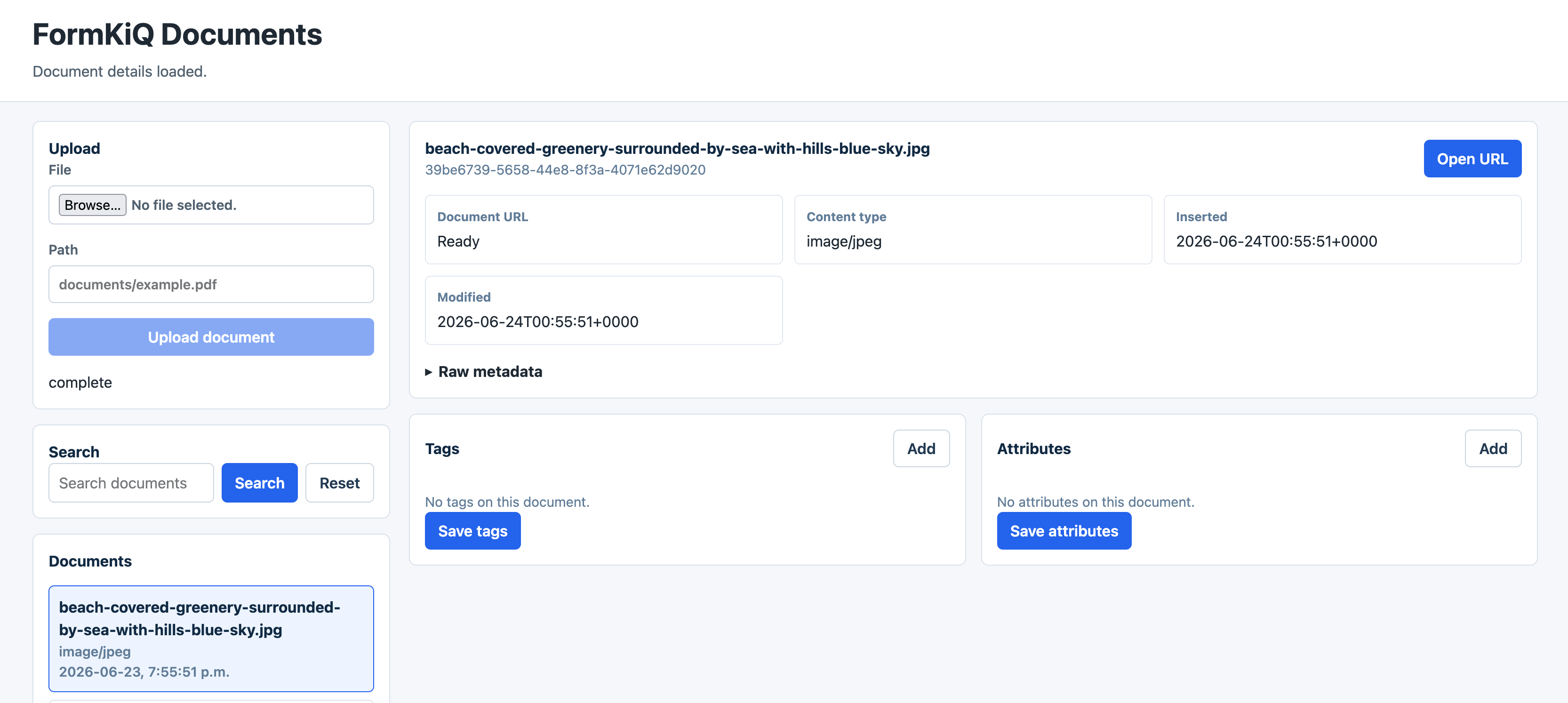 React document application built with Codex and the FormKiQ MCP server