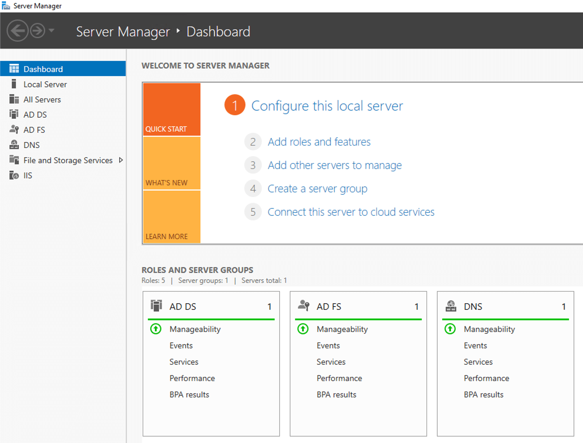 Windows Server Manager Dashboard